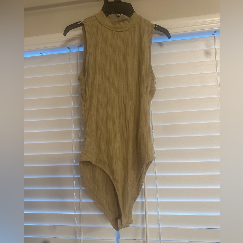Forever 21 Olive Ribbed Bodysuit One Piece